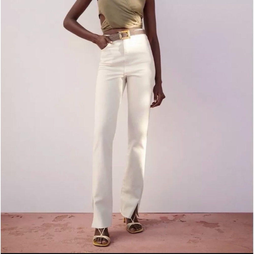 Zara Women's High Rise Cream Jeans